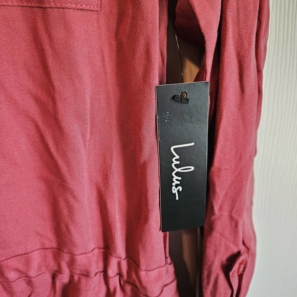 NWT Lulu's ZAYN RUSTY ROSE LONG SLEEVE BUTTON-UP ROMPER S - Picture 3 of 6